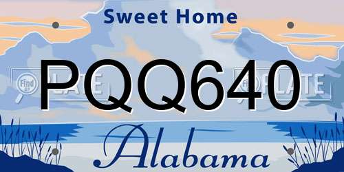 PQQ640 Alabama License Plate
