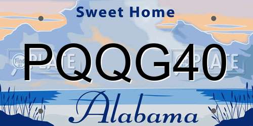 PQQG40 Alabama License Plate