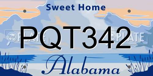 PQT342 Alabama License Plate