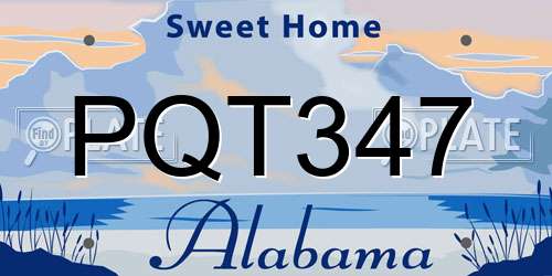 PQT347 Alabama License Plate
