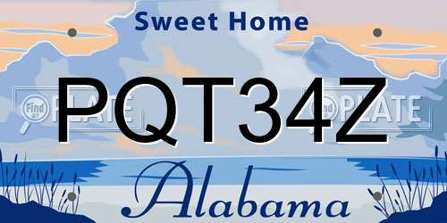 PQT34Z Alabama License Plate