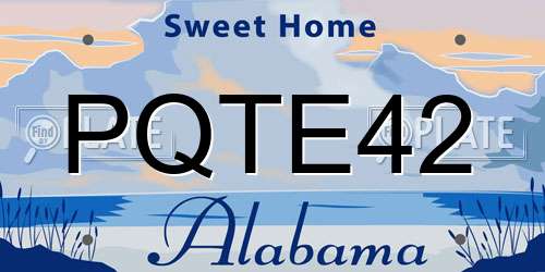 PQTE42 Alabama License Plate