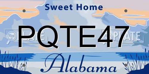 PQTE47 Alabama License Plate
