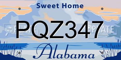 PQZ347 Alabama License Plate