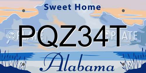 PQZ34T Alabama License Plate