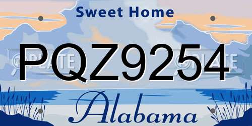 PQZ9254 Alabama License Plate