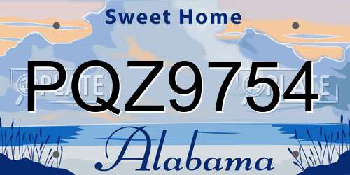 PQZ9754 Alabama License Plate