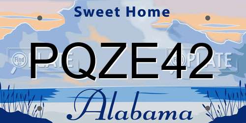 PQZE42 Alabama License Plate