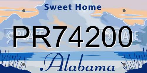 PR74200 Alabama License Plate