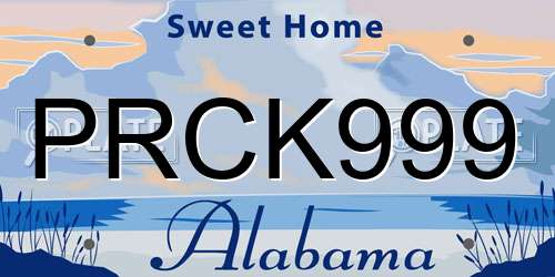 PRCK999 Alabama License Plate