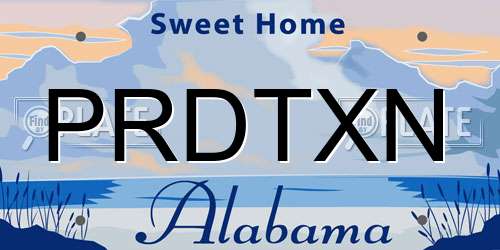 PRDTXN Alabama License Plate