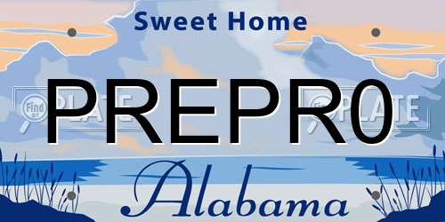 PREPR0 Alabama License Plate