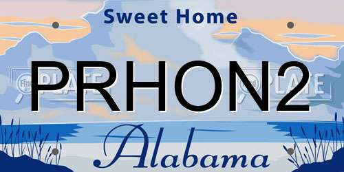PRHON2 Alabama License Plate