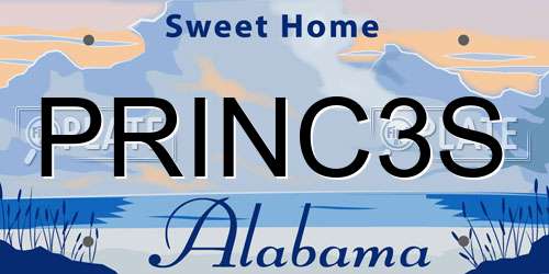 PRINC3S Alabama License Plate