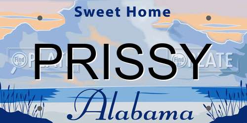 PRISSY Alabama License Plate