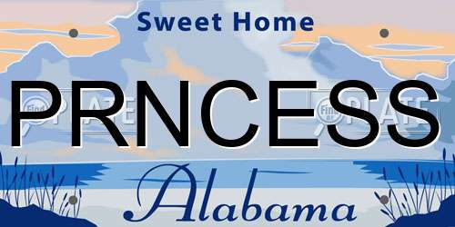 PRNCESS Alabama License Plate