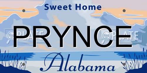 PRYNCE Alabama License Plate