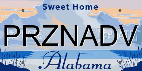 PRZNADV Alabama License Plate