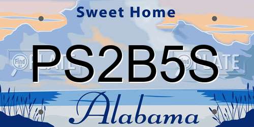 PS2B5S Alabama License Plate