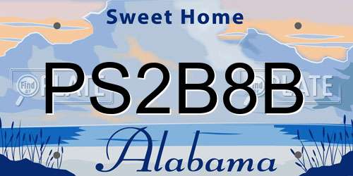 PS2B8B Alabama License Plate