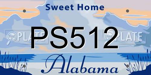 PS512 Alabama License Plate