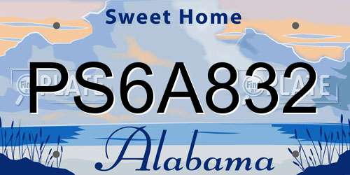 PS6A832 Alabama License Plate