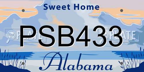 PSB433 Alabama License Plate