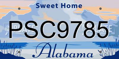 PSC9785 Alabama License Plate
