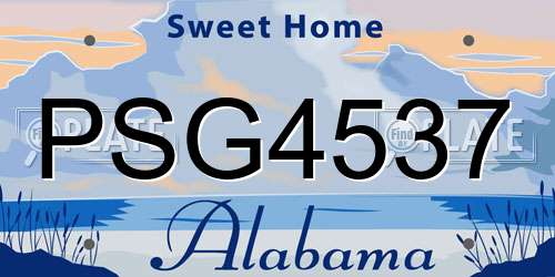 PSG4537 Alabama License Plate