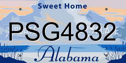 PSG4832 Alabama License Plate