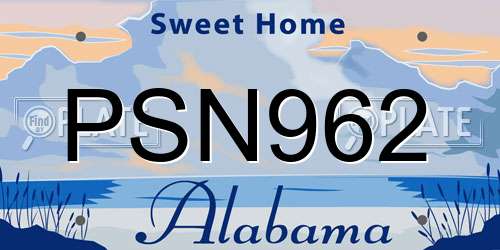 PSN962 Alabama License Plate