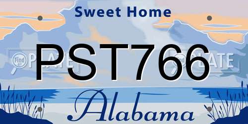 PST766 Alabama License Plate