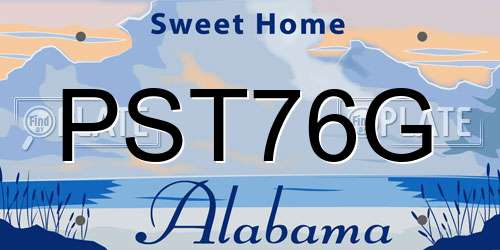 PST76G Alabama License Plate