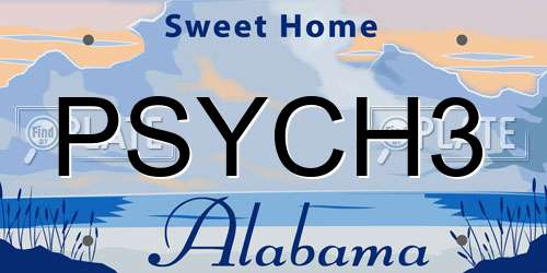 PSYCH3 Alabama License Plate