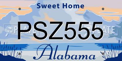 PSZ555 Alabama License Plate