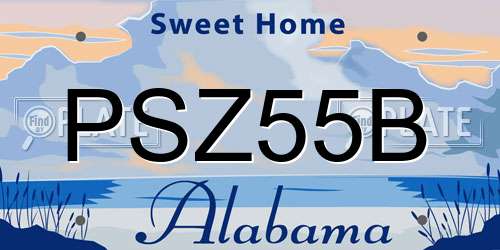 PSZ55B Alabama License Plate