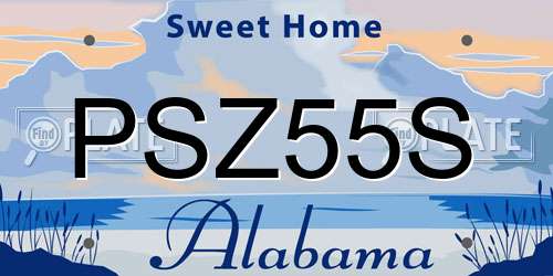 PSZ55S Alabama License Plate