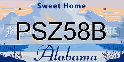 PSZ58B Alabama License Plate