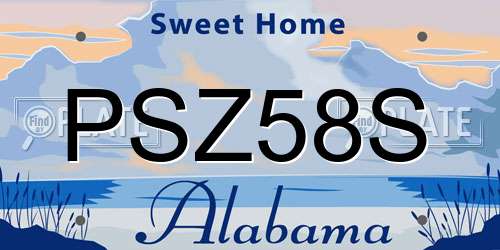 PSZ58S Alabama License Plate