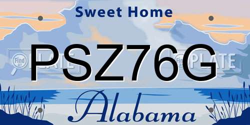 PSZ76G Alabama License Plate