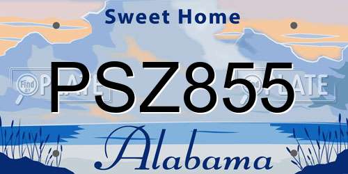 PSZ855 Alabama License Plate