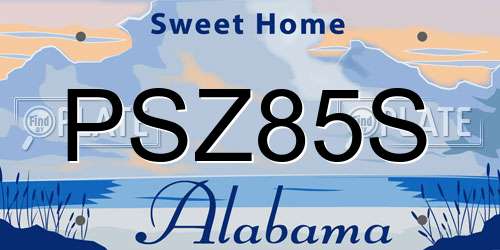PSZ85S Alabama License Plate