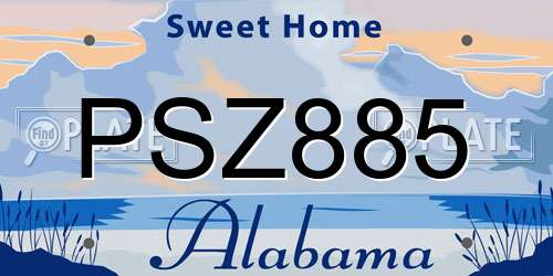 PSZ885 Alabama License Plate