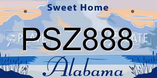 PSZ888 Alabama License Plate