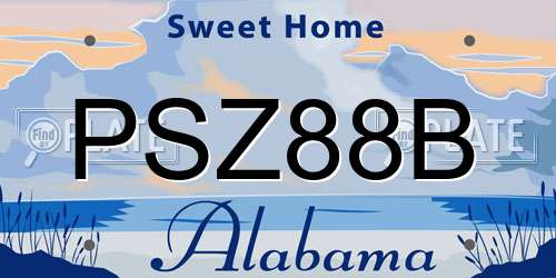 PSZ88B Alabama License Plate