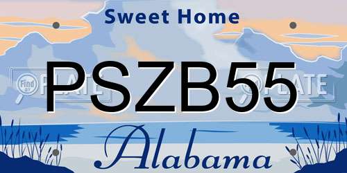 PSZB55 Alabama License Plate