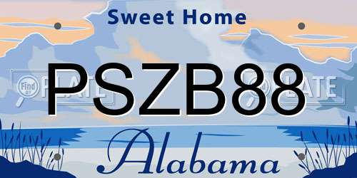 PSZB88 Alabama License Plate