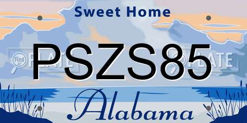 PSZS85 Alabama License Plate