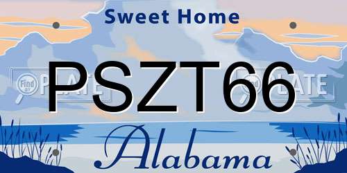 PSZT66 Alabama License Plate