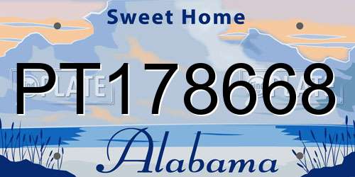 PT178668 Alabama License Plate
